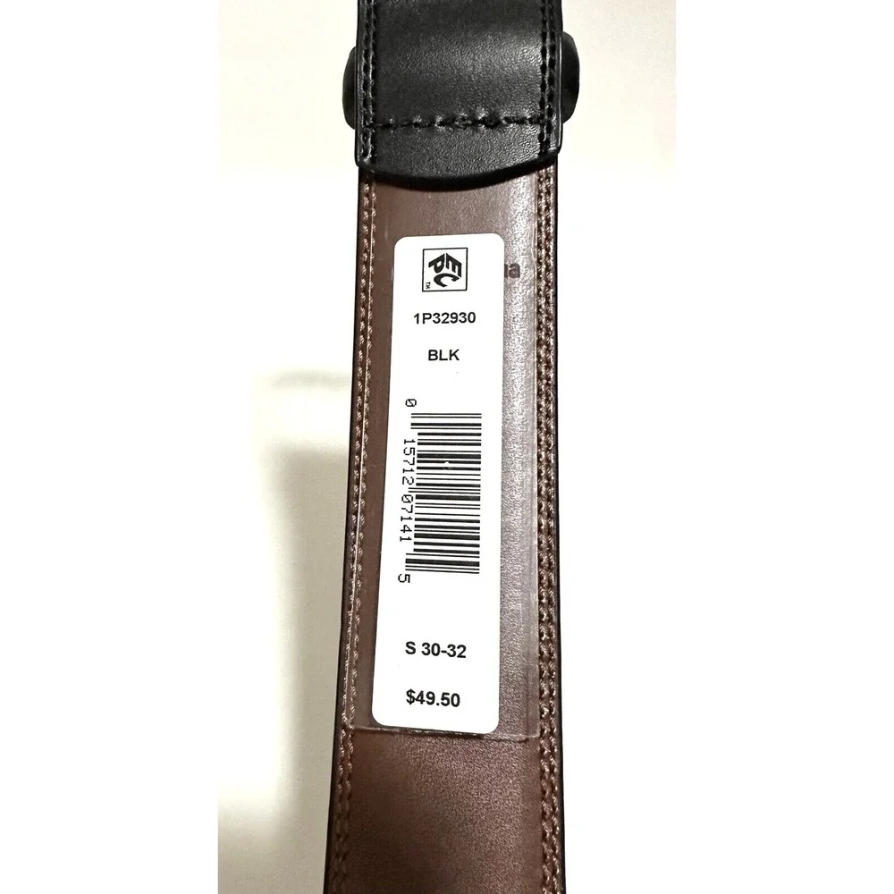 Perry Ellis Belt Men's Size S 30-32 Black Bonded Leather Stitches Edges